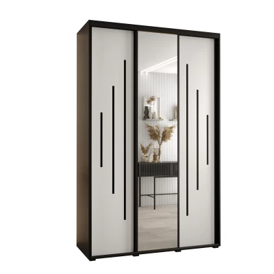 Šatní skříň YVONA 13 - 160/45 cm, černá / bílá / černá