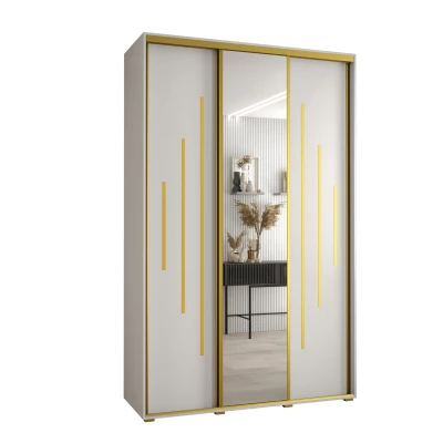 Šatní skříň YVONA 13 - 160/45 cm, bílá / zlatá