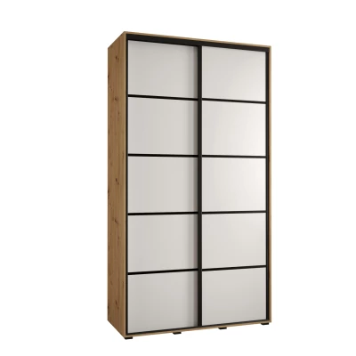 Šatní skříň YVONA 4 - 140/45 cm, dub artisan / bílá / černá