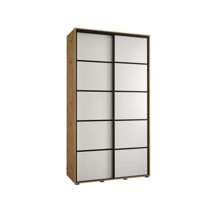 Šatní skříň YVONA 4 - 140/45 cm, dub artisan / bílá / černá