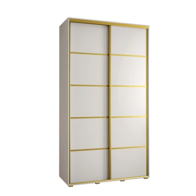 Šatní skříň YVONA 4 - 140/45 cm, bílá / zlatá