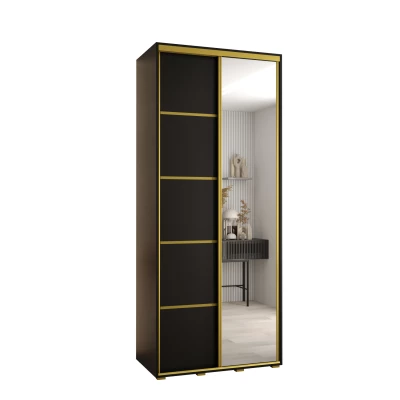 Šatní skříň YVONA 5 - 100/45 cm, černá / zlatá