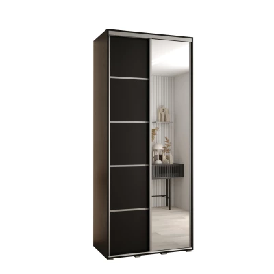 Šatní skříň YVONA 5 - 100/45 cm, černá / stříbrná