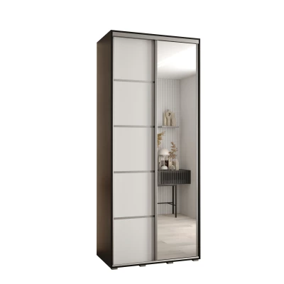 Šatní skříň YVONA 5 - 100/45 cm, černá / bílá / stříbrná