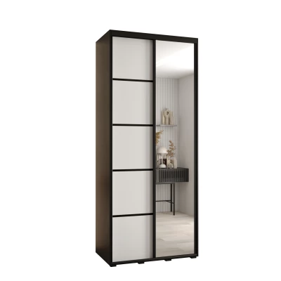 Šatní skříň YVONA 5 - 100/45 cm, černá / bílá / černá