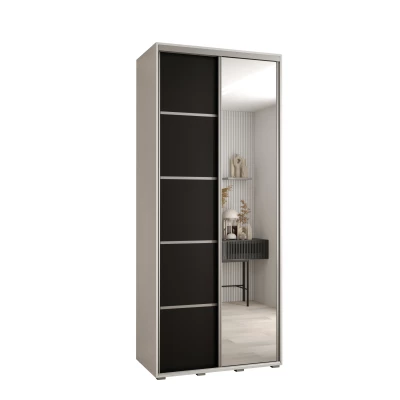 Šatní skříň YVONA 5 - 100/45 cm, bílá / černá / stříbrná