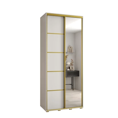 Šatní skříň YVONA 5 - 110/45 cm, bílá / zlatá
