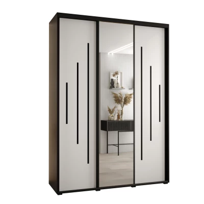 Šatní skříň YVONA 13 - 170/45 cm, černá / bílá / černá