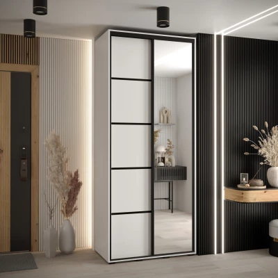 Šatní skříň YVONA 5 - 120/45 cm, bílá / černá