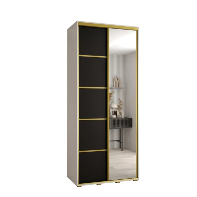 Šatní skříň YVONA 5 - 120/45 cm, bílá / černá / zlatá