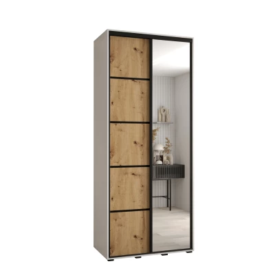 Šatní skříň YVONA 5 - 120/45 cm, bílá / dub artisan / černá
