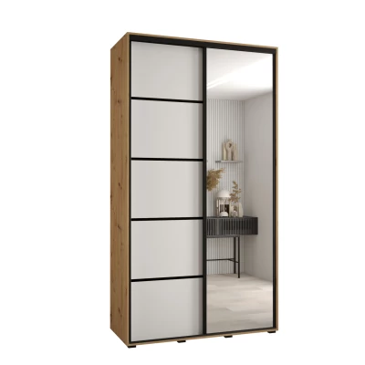 Šatní skříň YVONA 5 - 130/45 cm, dub artisan / bílá / černá