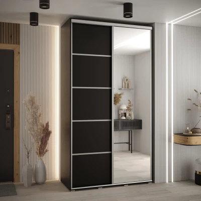 Šatní skříň YVONA 5 - 140/45 cm, černá / stříbrná