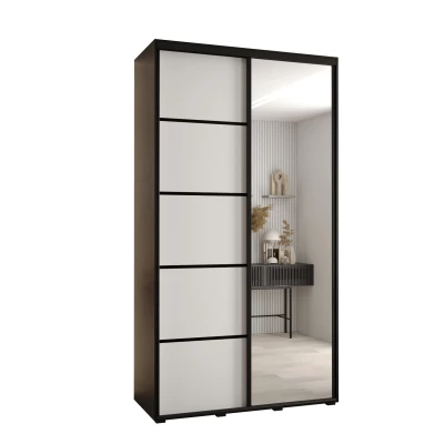 Šatní skříň YVONA 5 - 140/45 cm, černá / bílá / černá