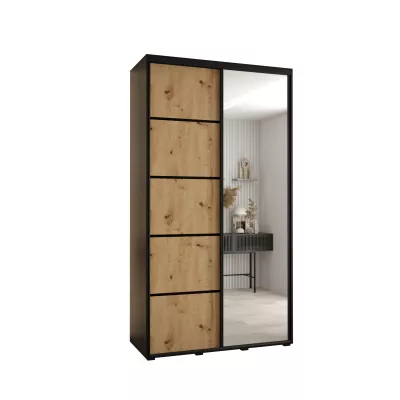 Šatní skříň YVONA 5 - 140/45 cm, černá / dub artisan / černá