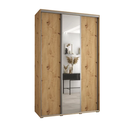 Šatní skříň YVONA 3 - 150/45 cm, dub artisan / stříbrná