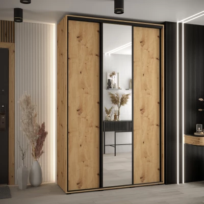 Šatní skříň YVONA 3 - 150/45 cm, dub artisan / černá