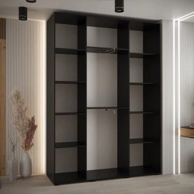 Šatní skříň YVONA 13 - 180/45 cm, černá / bílá / stříbrná