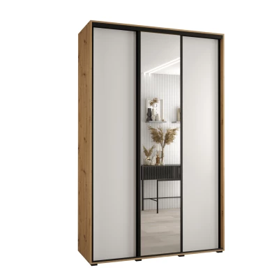 Šatní skříň YVONA 3 - 150/45 cm, dub artisan / bílá / černá
