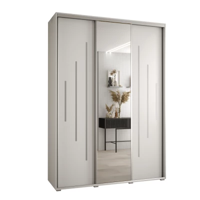 Šatní skříň YVONA 13 - 180/45 cm, bílá / stříbrná