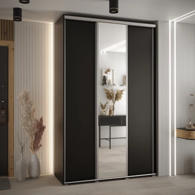 Šatní skříň YVONA 3 - 160/45 cm, černá / stříbrná