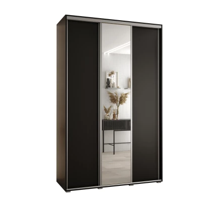 Šatní skříň YVONA 3 - 160/45 cm, černá / stříbrná