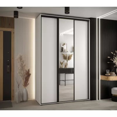 Šatní skříň YVONA 3 - 160/45 cm, bílá / černá