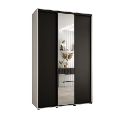 Šatní skříň YVONA 3 - 160/45 cm, bílá / černá / černá