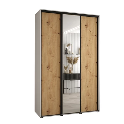 Šatní skříň YVONA 3 - 160/45 cm, bílá / dub artisan / černá