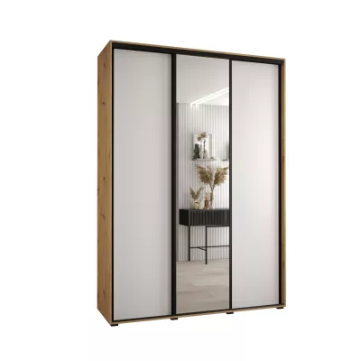 Šatní skříň YVONA 3 - 170/45 cm, dub artisan / bílá / černá