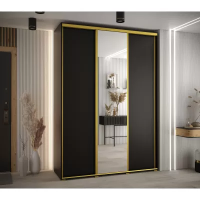 Šatní skříň YVONA 3 - 170/45 cm, černá / zlatá
