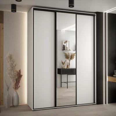 Šatní skříň YVONA 3 - 170/45 cm, bílá / černá