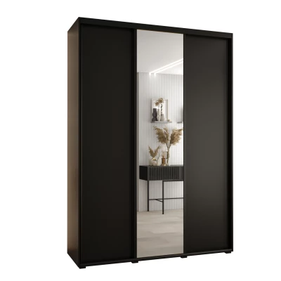 Šatní skříň YVONA 3 - 180/45 cm, černá / černá