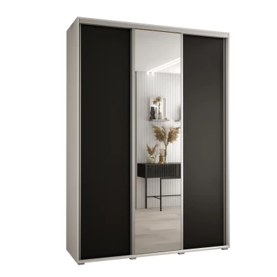 Šatní skříň YVONA 3 - 180/45 cm, bílá / černá / stříbrná