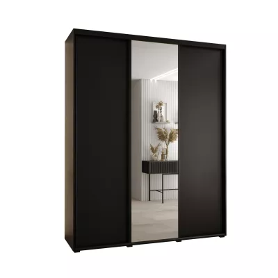 Šatní skříň YVONA 3 - 190/45 cm, černá / černá