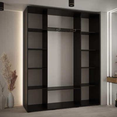 Šatní skříň YVONA 3 - 190/45 cm, černá / černá