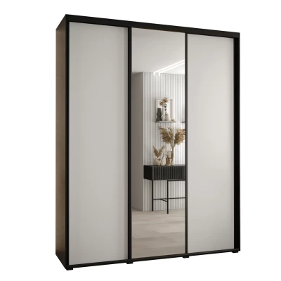 Šatní skříň YVONA 3 - 190/45 cm, černá / bílá / černá