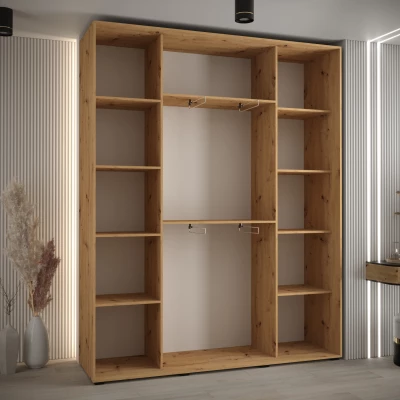 Šatní skříň YVONA 3 - 200/45 cm, dub artisan / černá