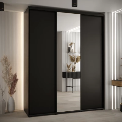 Šatní skříň YVONA 3 - 200/45 cm, černá / černá