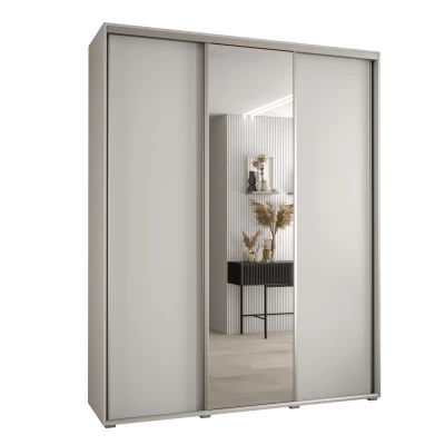 Šatní skříň YVONA 3 - 200/45 cm, bílá / stříbrná
