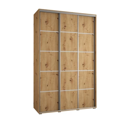Šatní skříň YVONA 4 - 150/45 cm, dub artisan / stříbrná