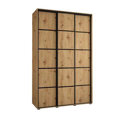 Šatní skříň YVONA 4 - 150/45 cm, dub artisan / černá