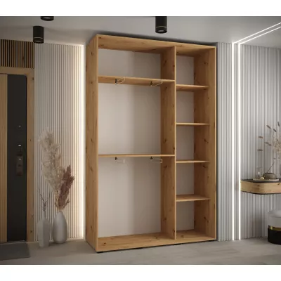 Šatní skříň YVONA 4 - 150/45 cm, dub artisan / černá