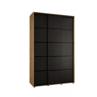 Šatní skříň YVONA 4 - 150/45 cm, dub artisan / černá / černá