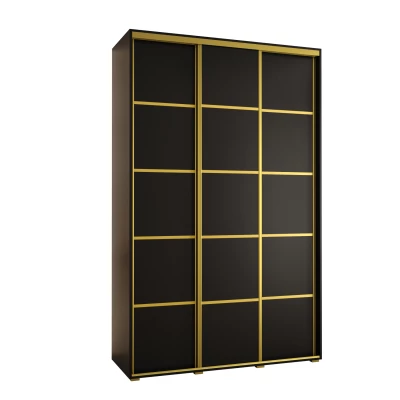 Šatní skříň YVONA 4 - 150/45 cm, černá / zlatá