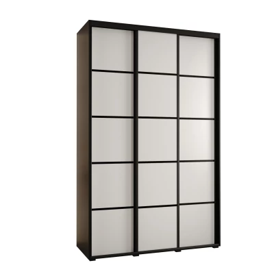 Šatní skříň YVONA 4 - 150/45 cm, černá / bílá / černá