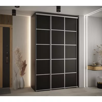 Šatní skříň YVONA 4 - 160/45 cm, černá / stříbrná