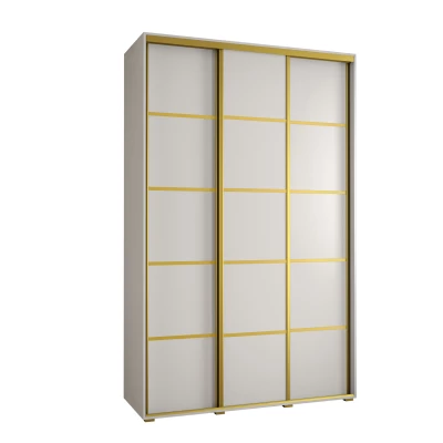 Šatní skříň YVONA 4 - 160/45 cm, bílá / zlatá