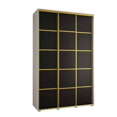 Šatní skříň YVONA 4 - 160/45 cm, bílá / černá / zlatá