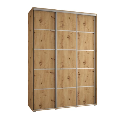 Šatní skříň YVONA 4 - 170/45 cm, dub artisan / stříbrná
